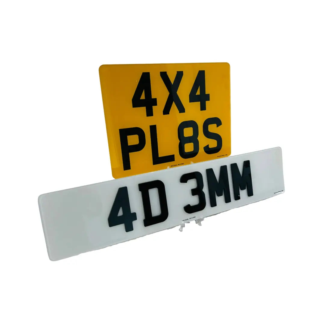(Pair) 4x4 - 4D 3mm Replacement Number Plates UK Legal