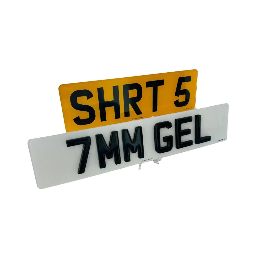 Short Number plates - 7mm Gel Short 5 Replacement Number Plates (Pair) UK Legal