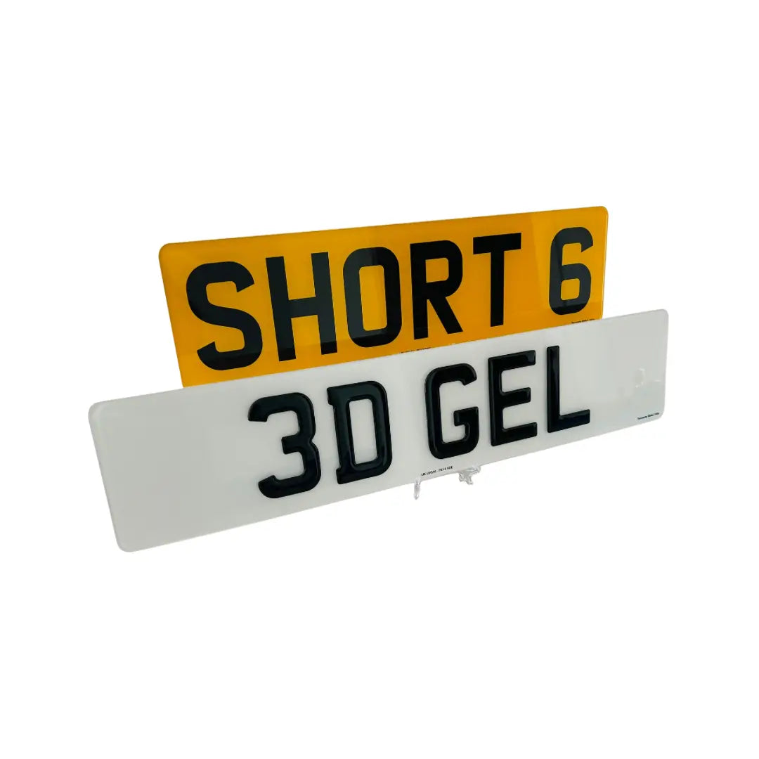 short number plates - 3D Gel short 6 Replacement Number Plates (Pair) UK Legal