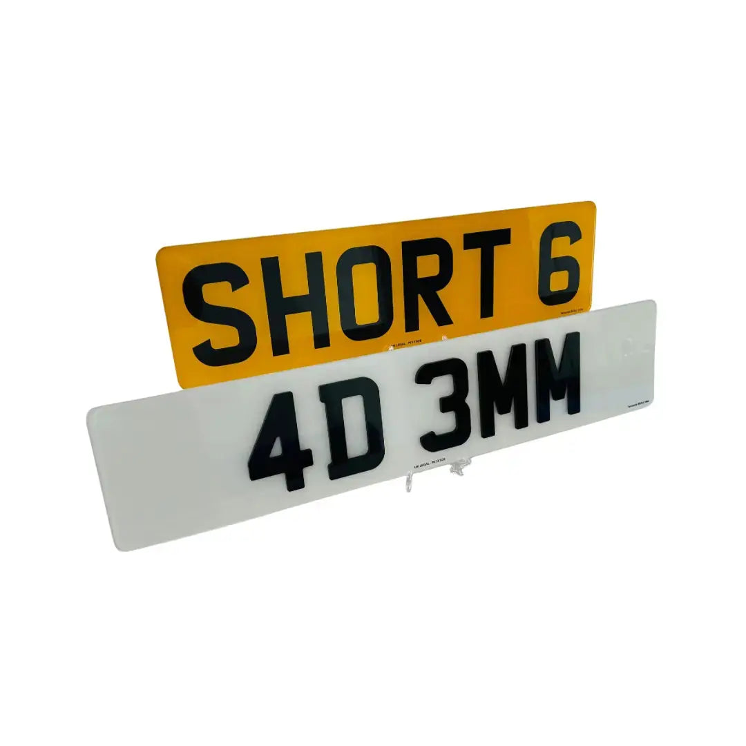 Short number plates - 4D 3mm short 6 Replacement Number Plates (Pair) UK Legal