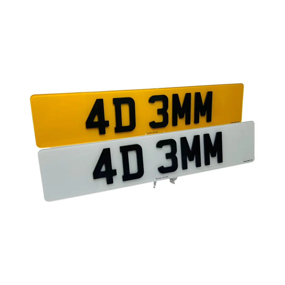 (Pair) 4D 3mm Replacement Number Plates UK Legal