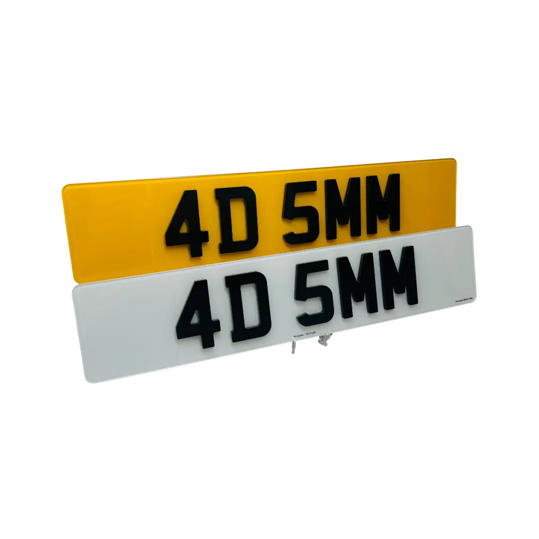 (Pair) 4D 5mm Replacement Number Plates UK Legal