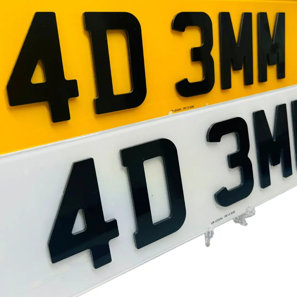 4D Number Plates - 4d 3mm Replacement (Pair) UK Legal
