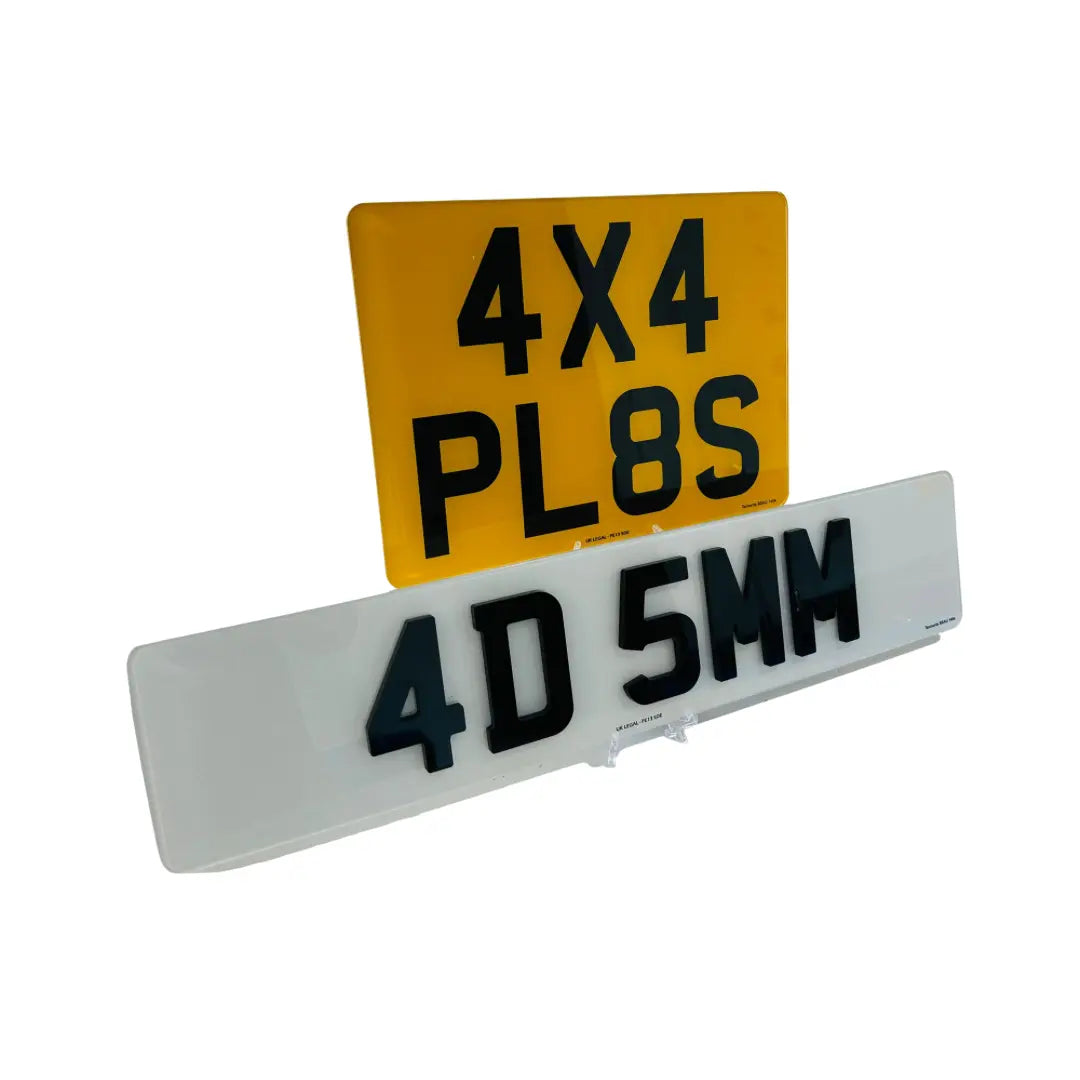 (Pair) 4x4 - 5mm Gel Replacement Number Plates UK Legal