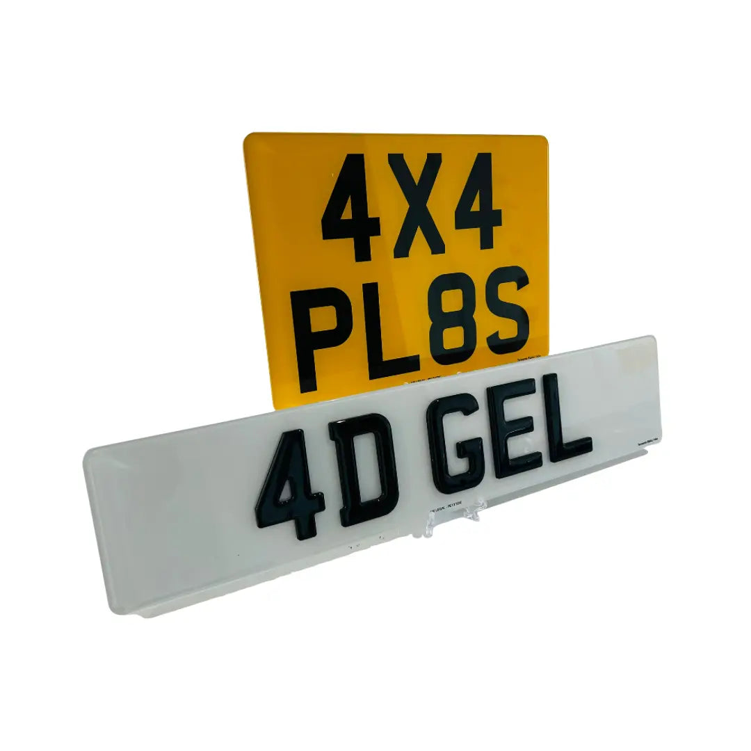 (Pair) 4x4 - 7mm Gel Replacement Number Plates UK Legal