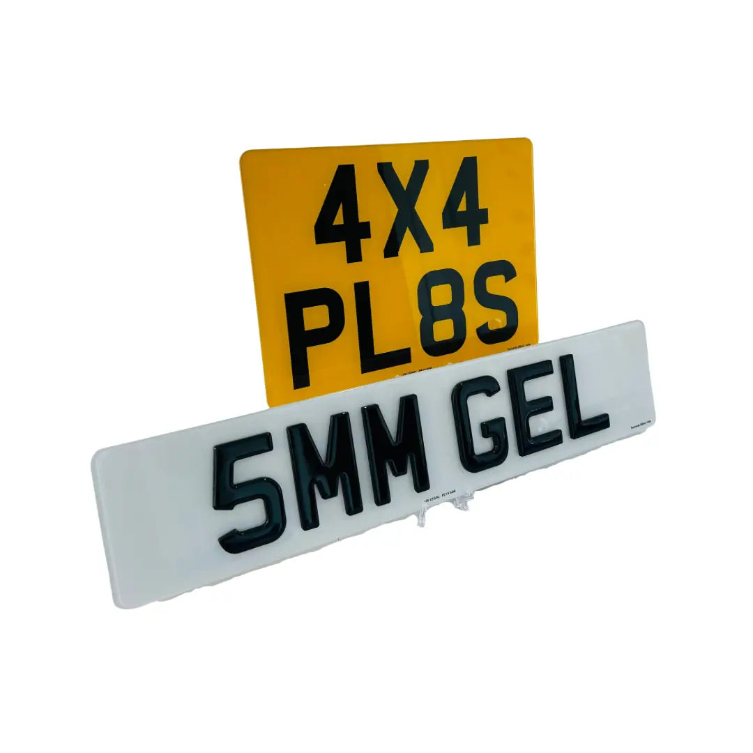 (Pair) 4x4 - 5mm Gel Replacement Number Plates UK Legal