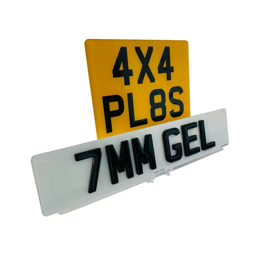 (Pair) 4x4 - 7mm Gel Replacement Number Plates UK Legal
