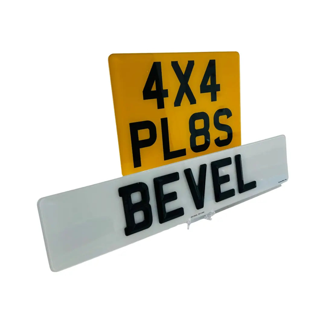 (Pair) 4x4 - Bevelled Replacement Number Plates UK Legal