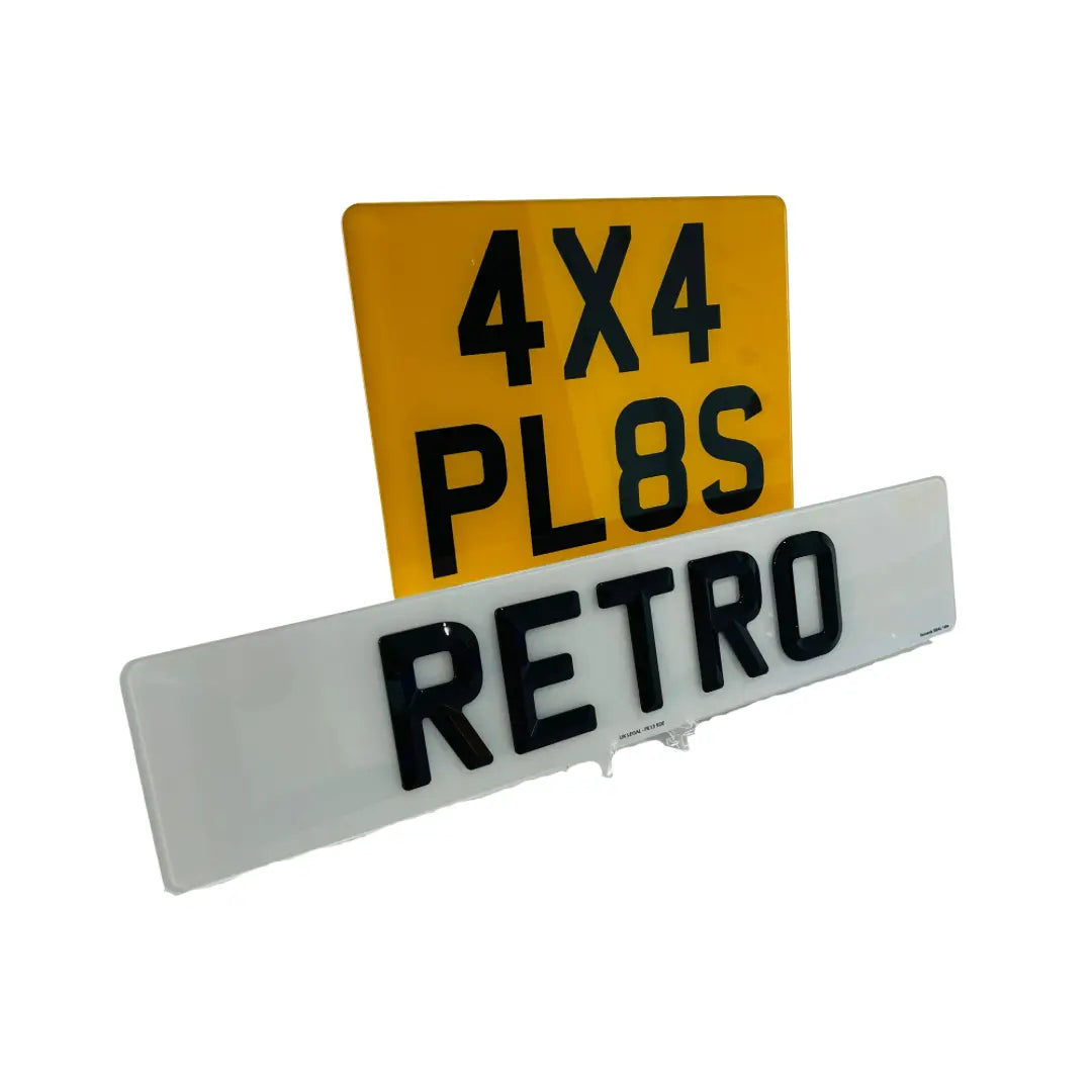 (Pair) 4x4 - Bevelled Replacement Number Plates UK Legal