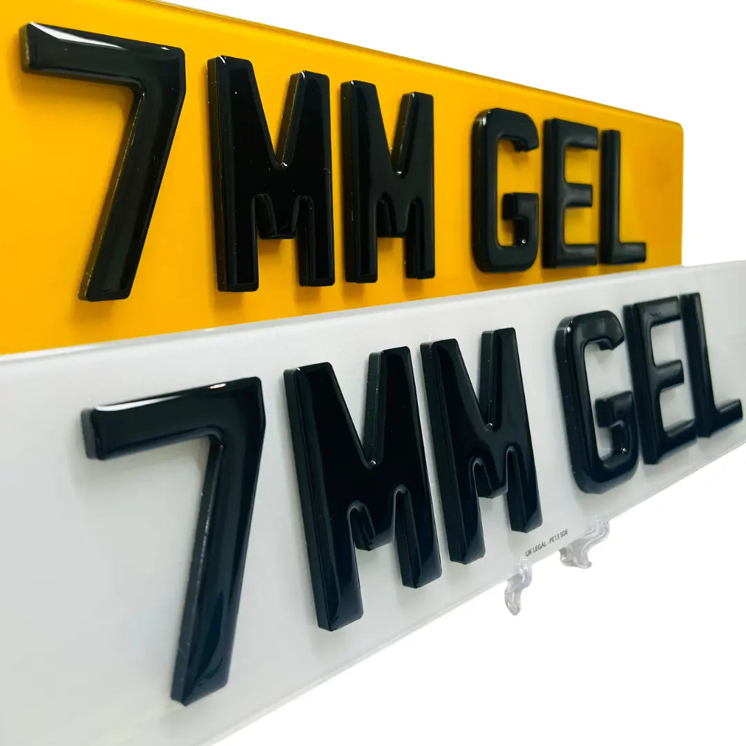 Gel number plates - 7mm gel replacement (Pair) UK Legal