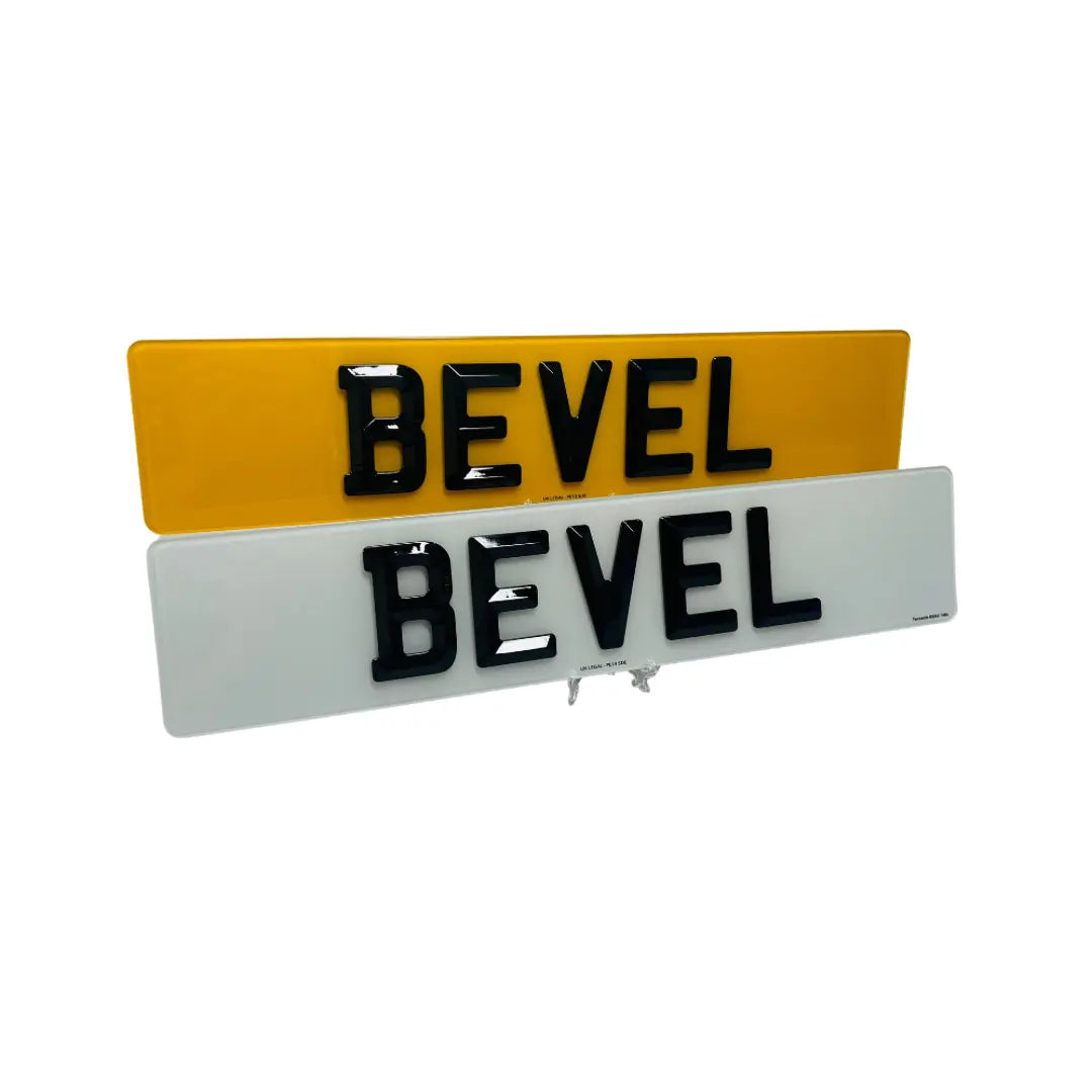 Bevelled Number Plates - Replacement (Pair) UK Legal