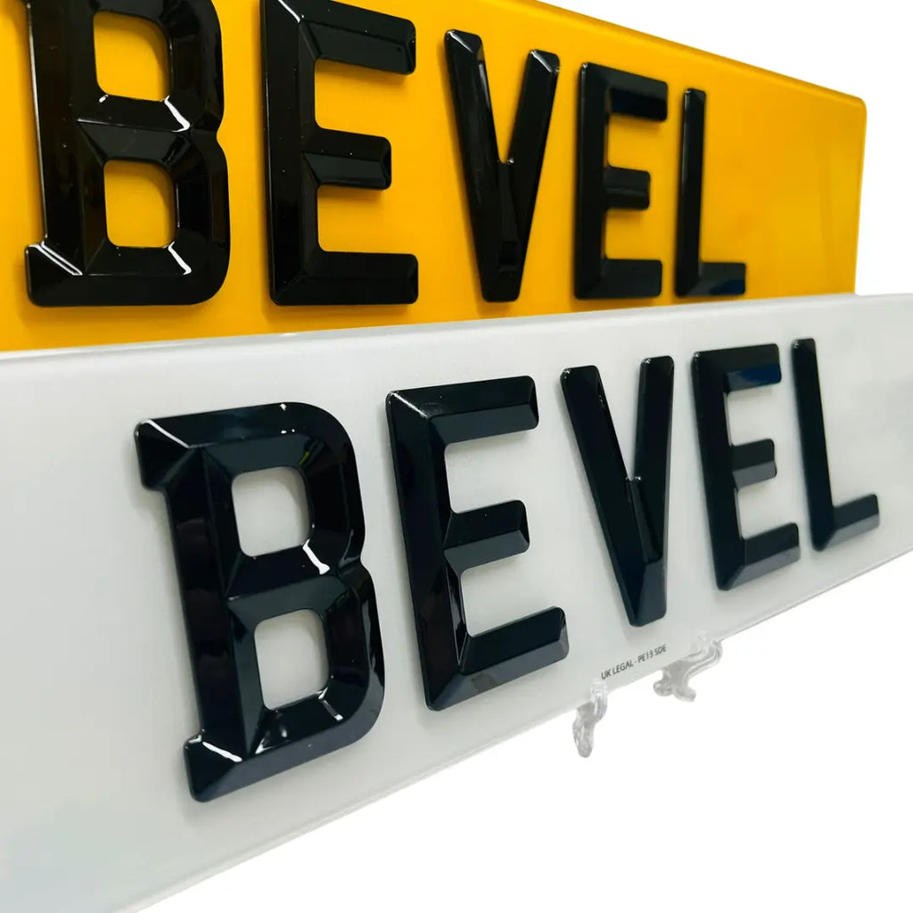 Bevelled Number Plates - Replacement (Pair) UK Legal