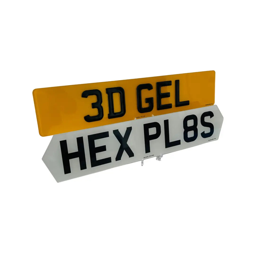 (Pair) Hex Plates - 3D Gel Replacement Number Plates UK Legal