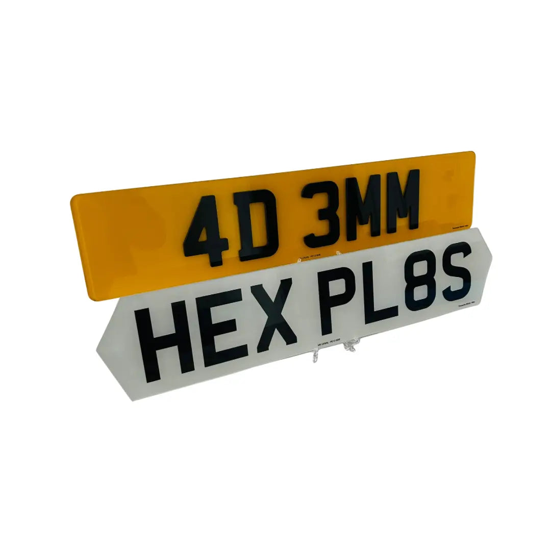(Pair) Hex Plates - 4D 5mm Replacement Number Plates UK Legal