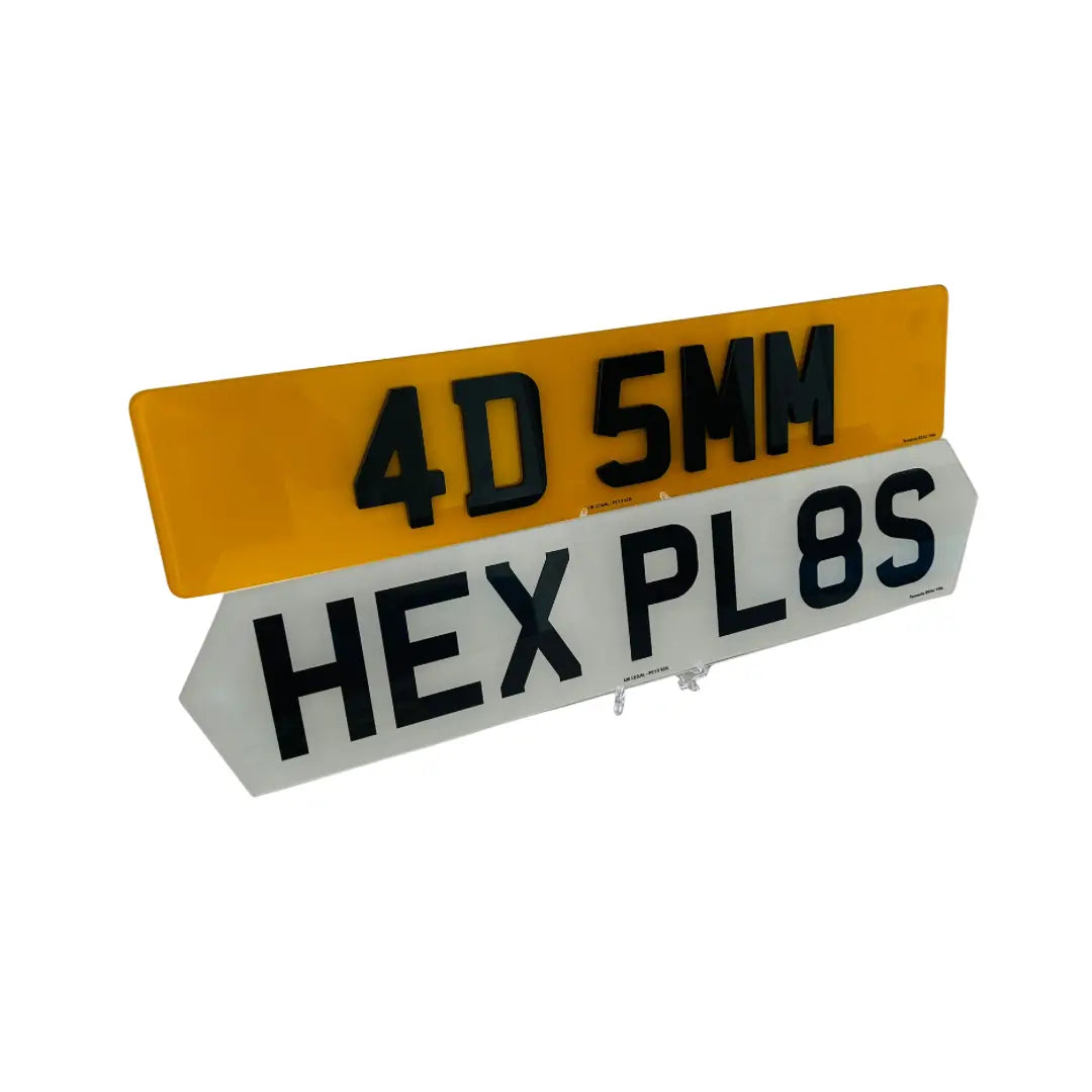 (Pair) Hex Plates - 4D 5mm Replacement Number Plates UK Legal
