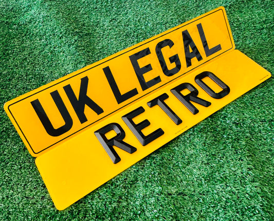 Pair of Retro (Bevelled Edge) Replacement Number Plates