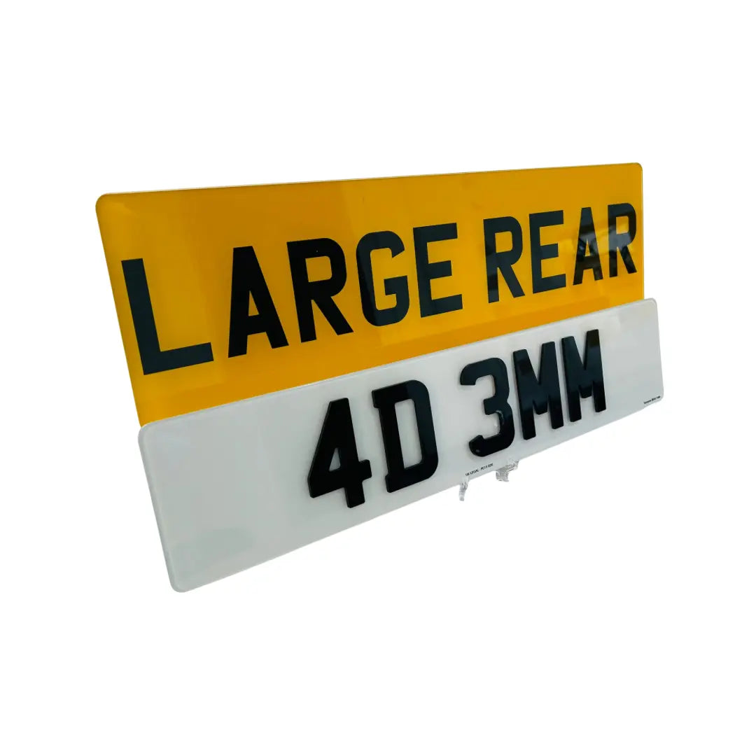 (Pair) Large Rear - 4D 5mm Replacement Number Plates UK Legal
