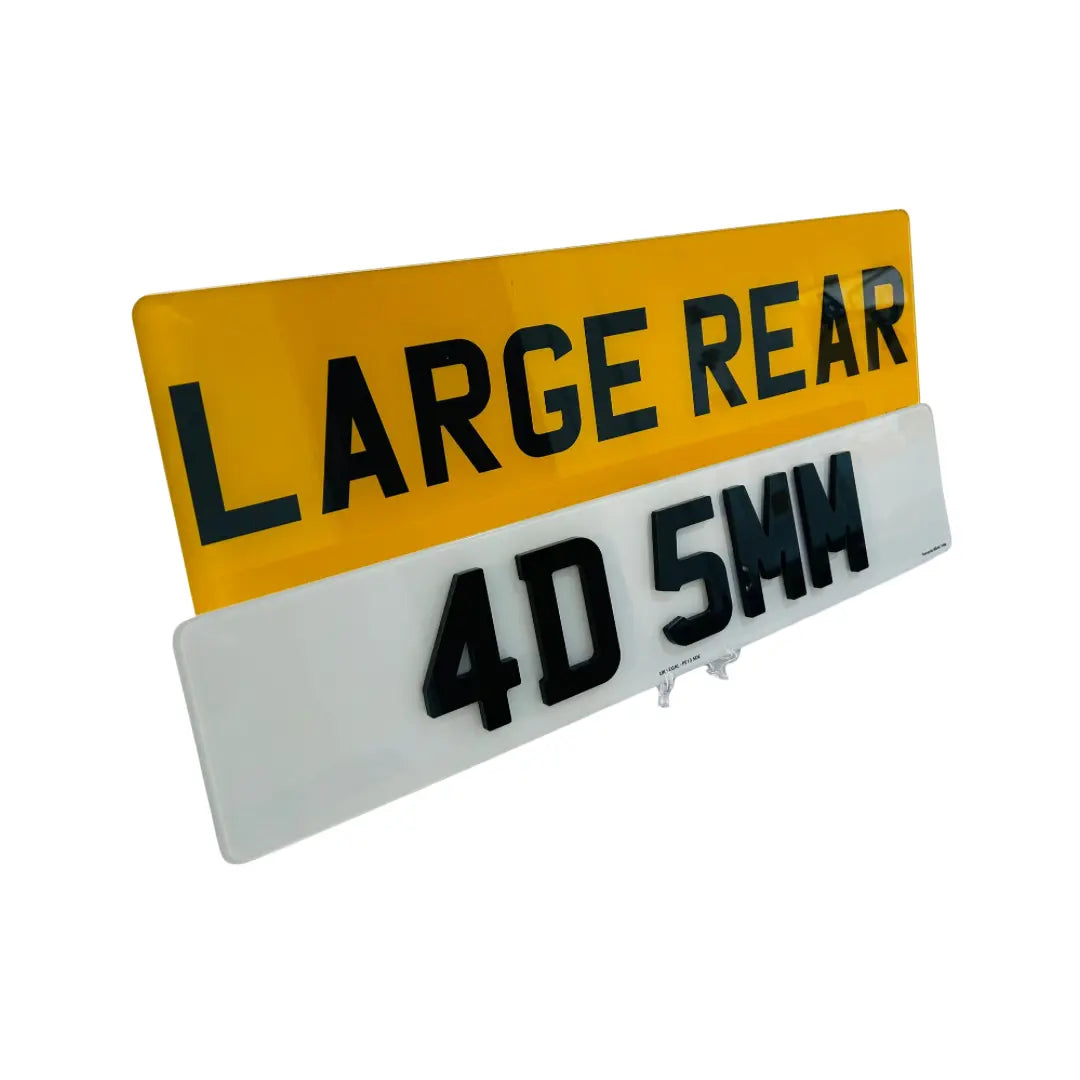 (Pair) Large Rear - 4D 5mm Replacement Number Plates UK Legal