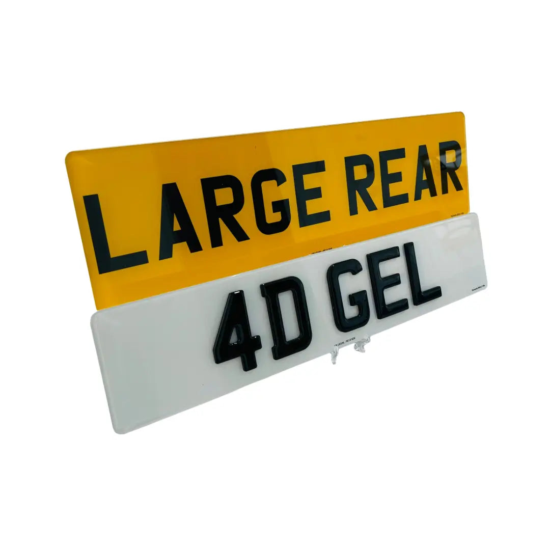 (Pair) Large Rear - 4D Gel Replacement Number Plates UK Legal