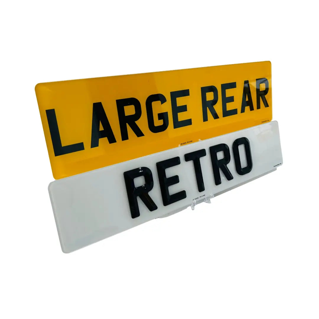(Pair) Large Rear - Retro Replacement Number Plates UK Legal