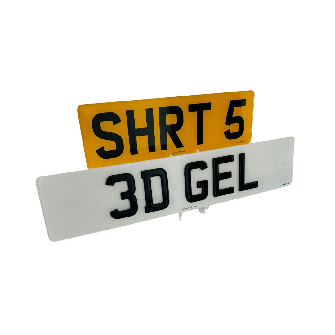 (Pair) Short 5 - 3D Gel Replacement Number Plates UK Legal