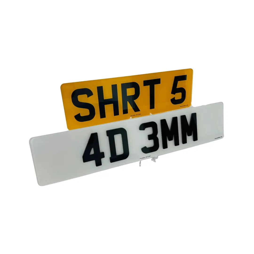 Short Number Plates  - 4D 3mm Short 5  Replacement Number Plates UK Legal