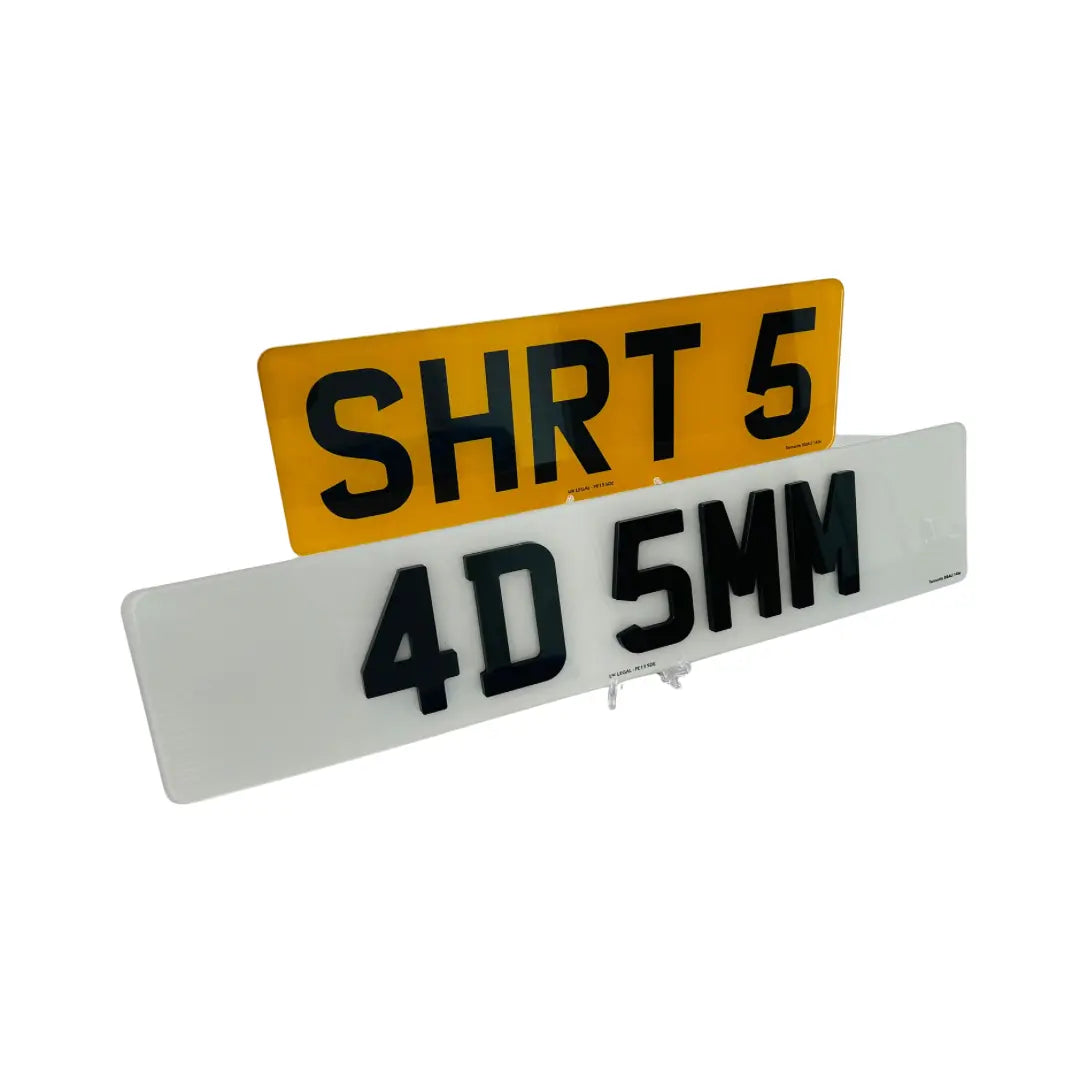 Short Number plates - 4D 5mm Short 5 Replacement Number Plates (Pair) UK Legal