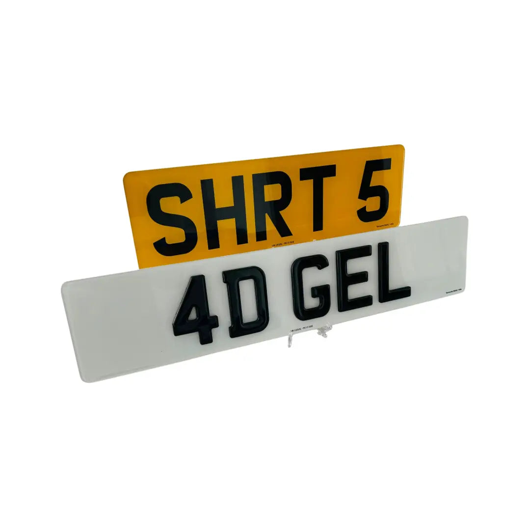 Short Number plates - 4D Gel Short 5 Replacement Number Plates (Pair) UK Legal