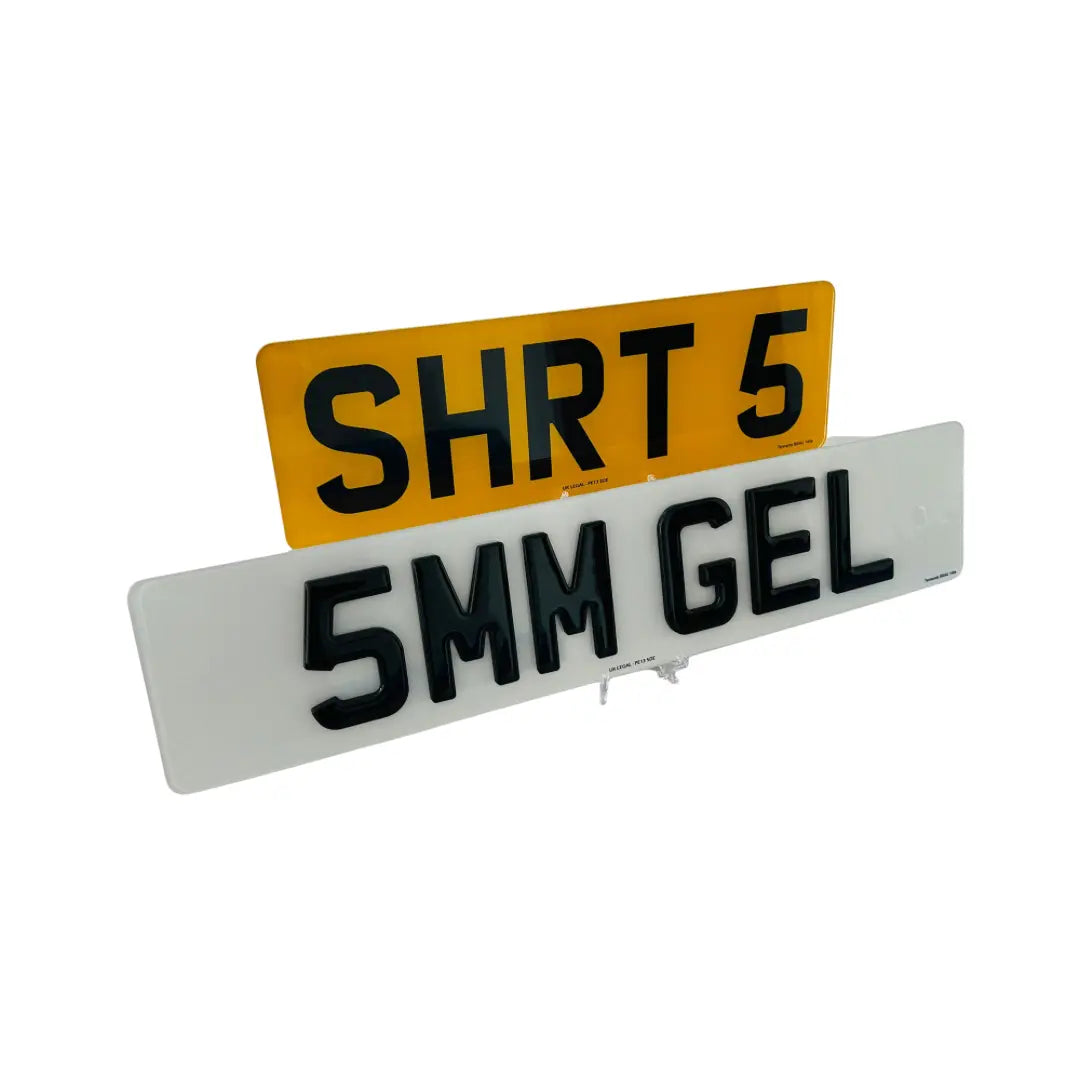 Short Number Plates - 5mm Gel Short 5 Replacement Number Plates (Pair) UK Legal