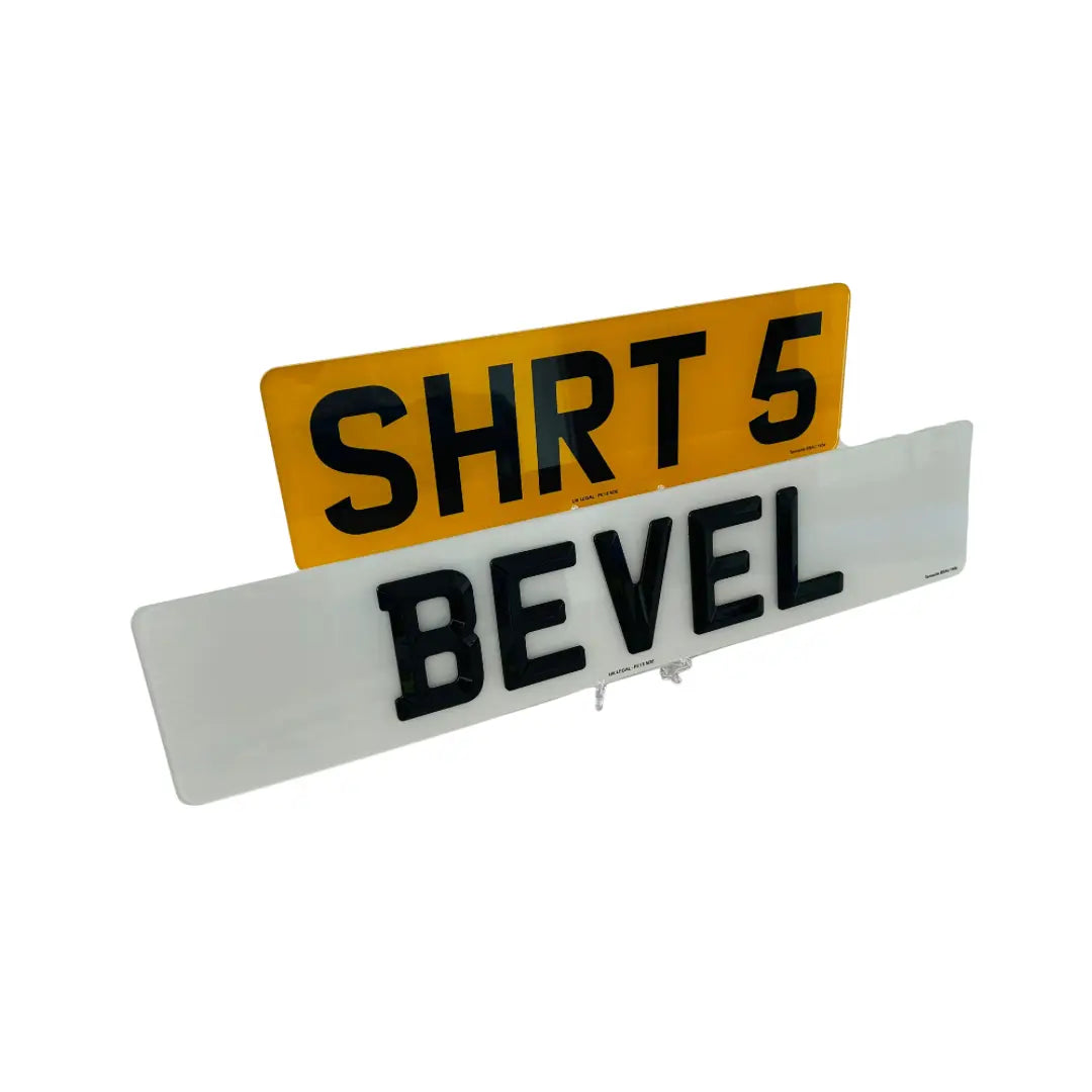 Short Number plates -Bevelled Short 5 Replacement Number Plates (Pair) UK Legal