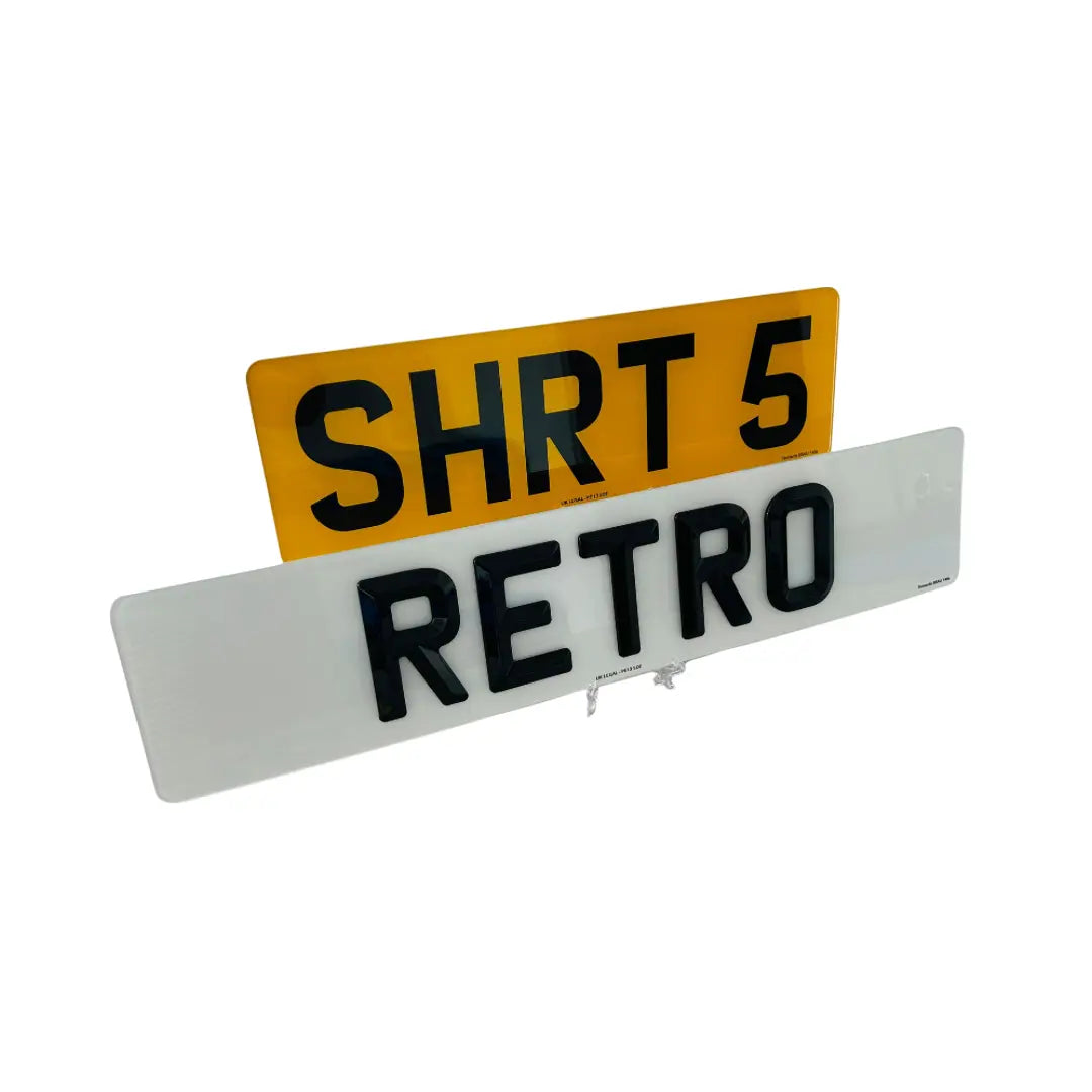 Short Number plates - Retro Short 5 Replacement Number Plates (Pair) UK Legal