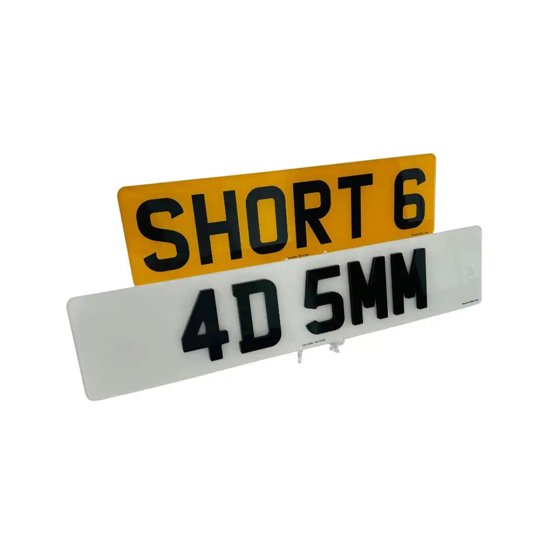Short number plates- 4D 5mm short 6 Replacement Number Plates (Pair) UK Legal