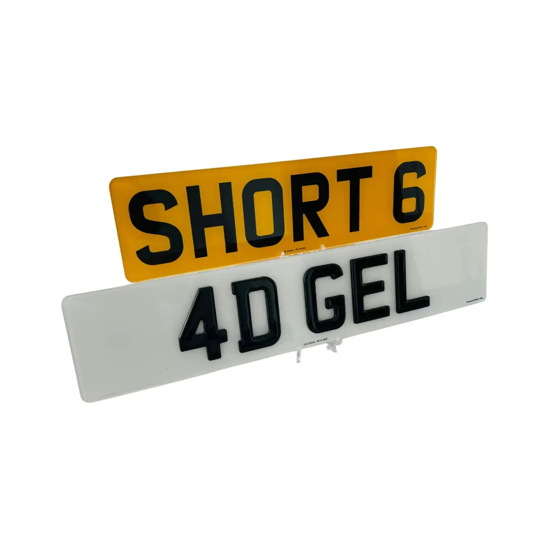 Short number plates -4D Gel short 6 Replacement Number Plates (Pair) UK Legal