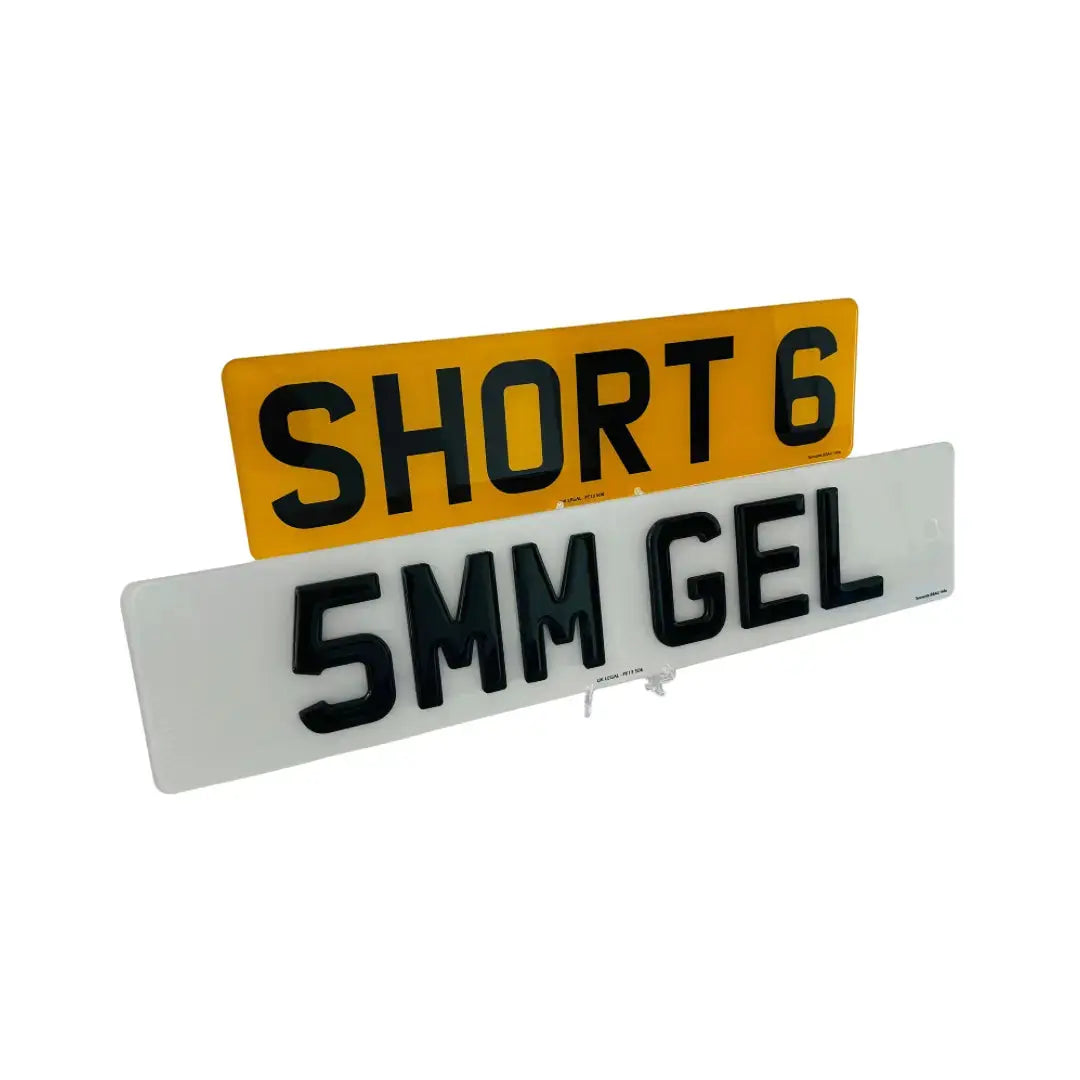 Short number plates- 5mm Gel short 6 Replacement Number Plates (Pair) UK Legal
