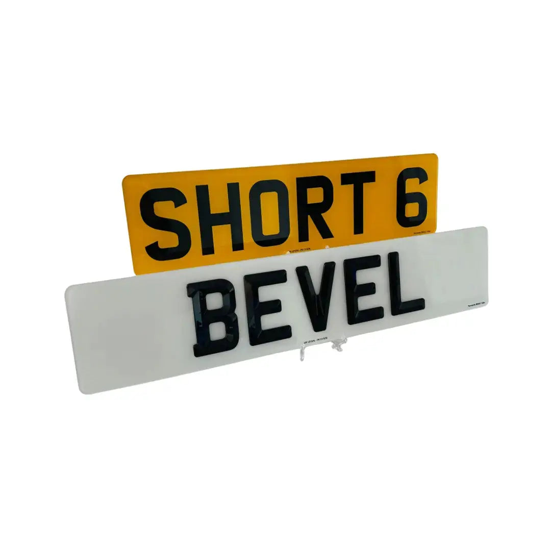 Short number plates - Bevelled Short 6 Replacement Number Plates (Pair) UK Legal