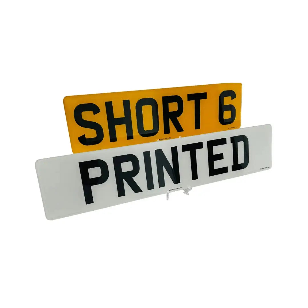 Short number plates - Standard printed short 6 replacement (Pair) UK Legal