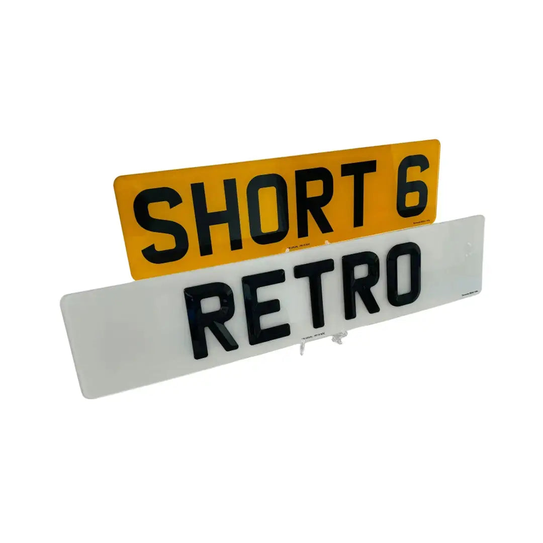Short number plates - Retro short 6 Replacement Number Plates (Pair) UK Legal