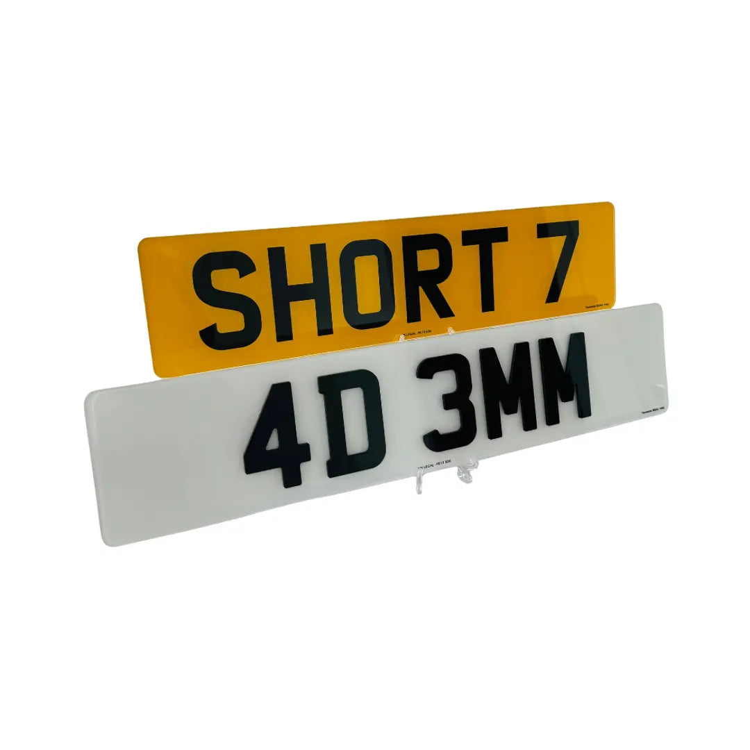 Short Number Plates - 4D 3mm short 7 Replacement Number Plates (Pair) UK Legal
