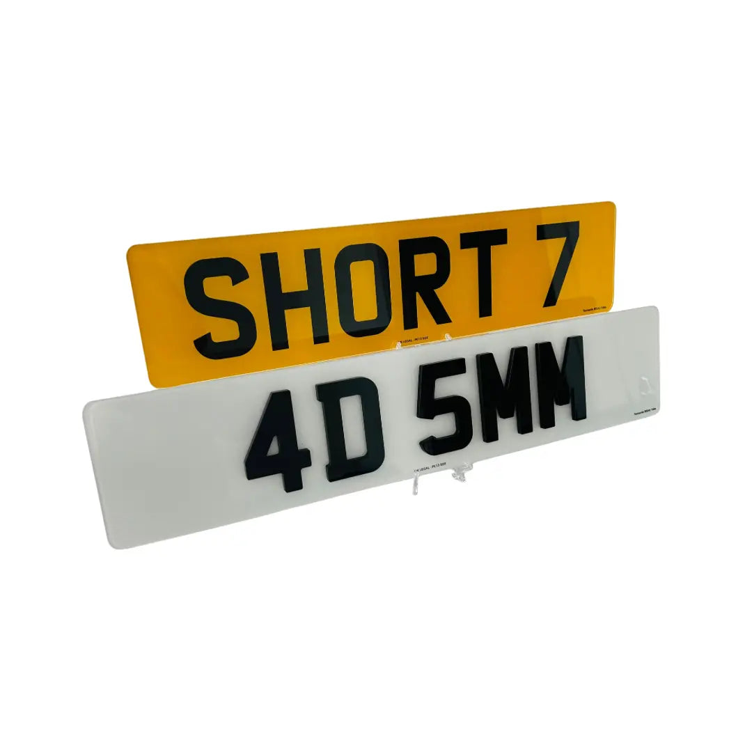 Short Number Plates - 4D 5mm Short 7 Replacement Number Plates (Pair) UK Legal