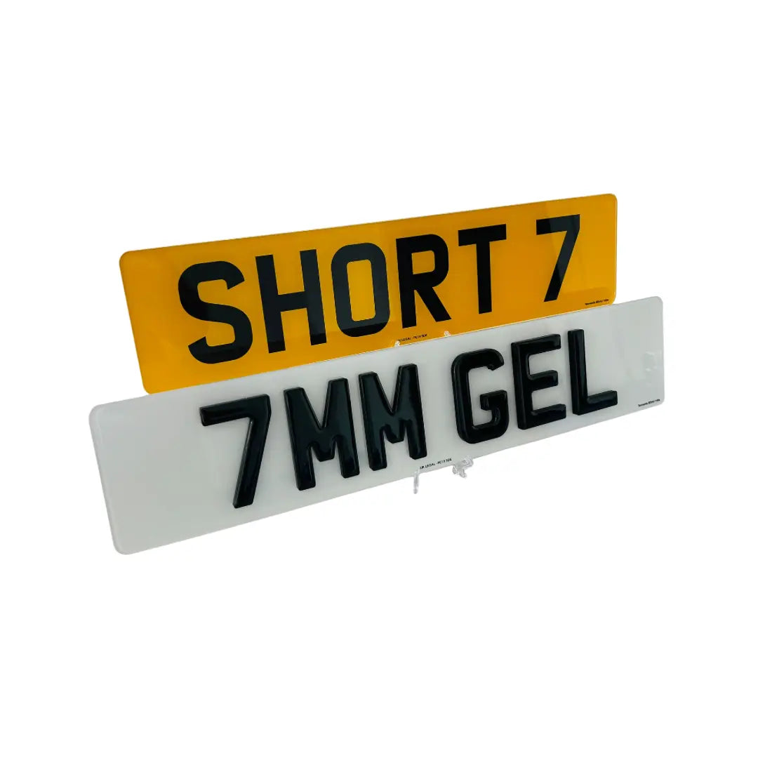 Short Number Plates - 7mm Gel Short 7 Replacement Number Plates (Pair) UK Legal