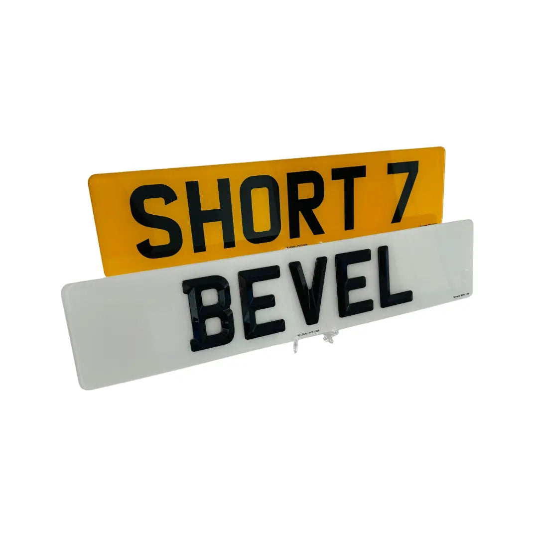 Short Number Plates - Bevelled Short 7 Replacement Number Plates (Pair) UK Legal