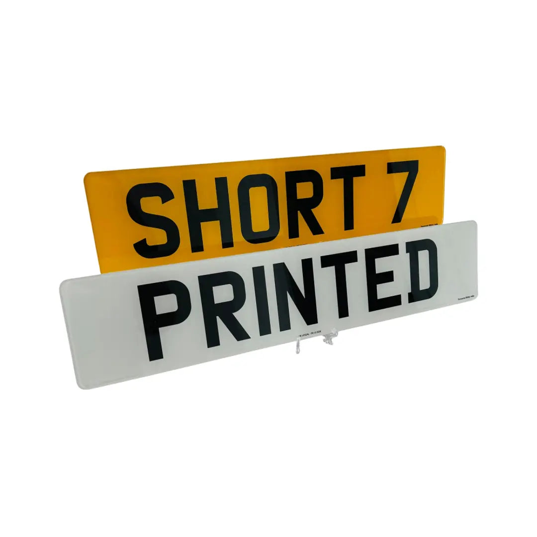 Short Number Plates - Standard Printed Short 7 Replacement (Pair) UK Legal