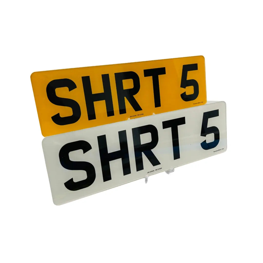 Short 5 Replacement Number Plates - Choose your Lettering Style UK Legal