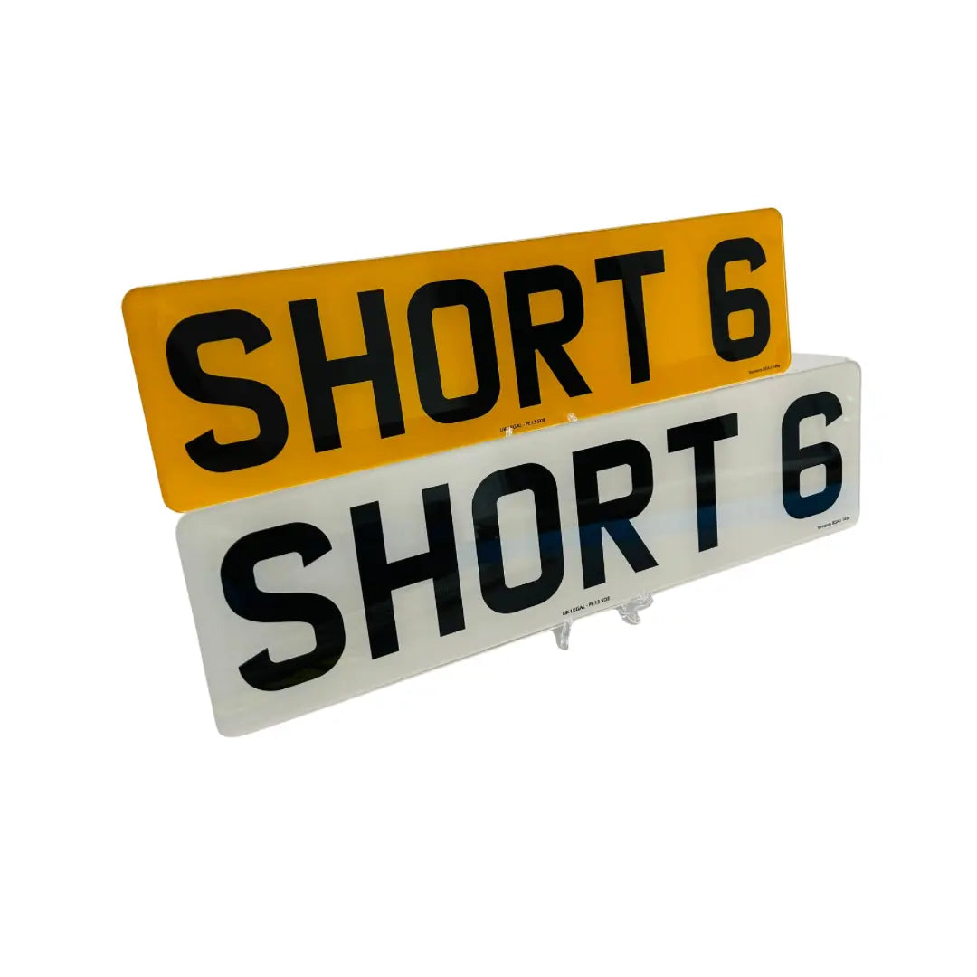 Short 6 Number Plates - Choose your Lettering Style UK Legal